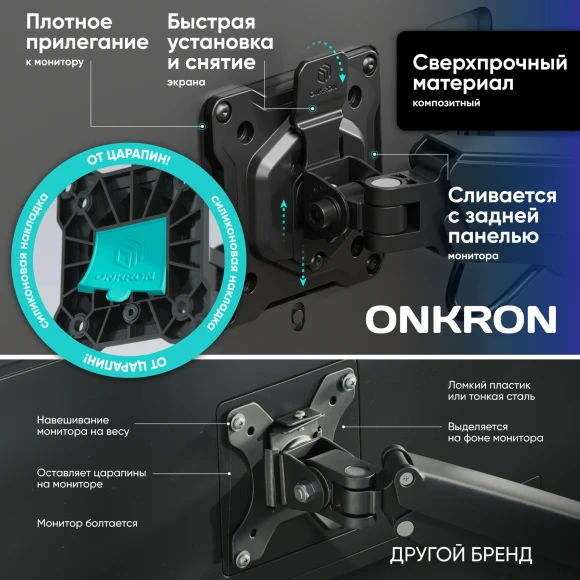 Кронштейн для мониторов Onkron G280 черный 13"-32" макс.24кг настольный поворот и наклон верт.перемещ.