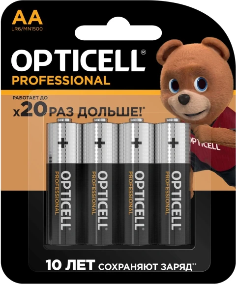 Батарея Opticell Professional LR6 AA (4шт) блистер Батарея Opticell Professional LR6 AA (4шт) блистер