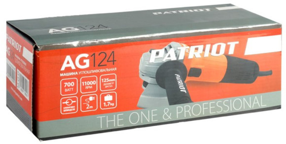 Углошлифовальная машина Patriot AG 124 850Вт 11000об/мин рез.шпин.:M14 d=125мм (110301270)