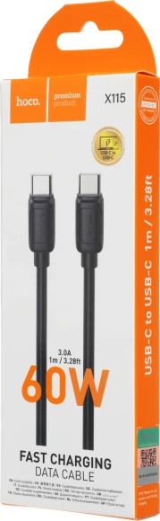 Кабель Hoco X115 51998 USB Type-C (m)-USB Type-C (m) 1м черный Кабель Hoco X115 51998 USB Type-C (m)-USB Type-C (m) 1м черный