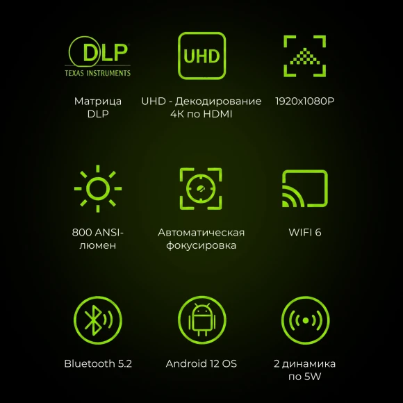 Проектор Cactus CS-U2.B DLP 19000Lm LS 800Lm ANSI (1920x1080) 15000:1 ресурс лампы:50000часов 2xUSB typeA 2xHDMI 1.78кг