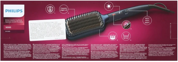 Расческа-выпрямитель Philips BHH885/00 черный/фиолетовый макс.темп.:200С покрытие:керамическое