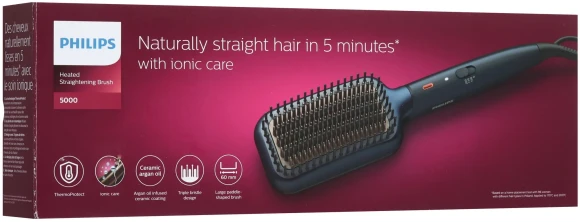 Расческа-выпрямитель Philips BHH885/00 черный/фиолетовый макс.темп.:200С покрытие:керамическое