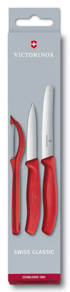 Набор ножей кухон. Victorinox Swiss Classic Paring 6.7111.31 компл.:3предм. красный европодвес