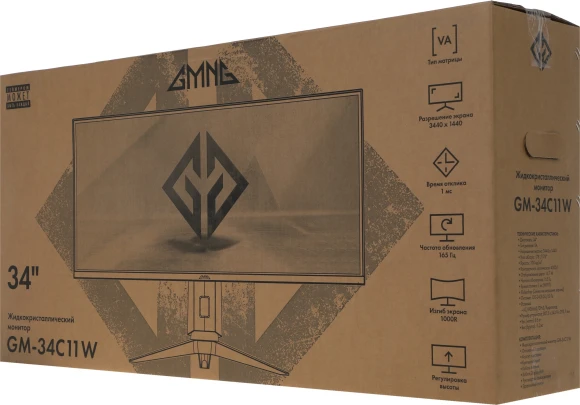 Монитор GMNG 34" Gaming GM-34C11W черный VA LED 2ms 21:9 HDMI M/M матовая HAS Piv 4000:1 300cd 178гр/178гр 3440x1440 165Hz G-Sync FreeSync DP 2K 8.57кг Монитор GMNG 34" Gaming GM-34C11W черный VA LED 2ms 21:9 HDMI M/M матовая HAS Piv 4000:1 300cd 178гр/178гр 3440x1440 165Hz G-Sync FreeSync DP 2K 8.57кг