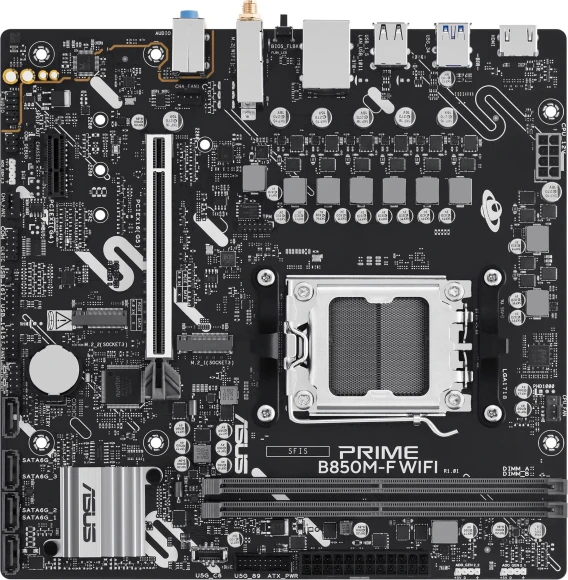 Материнская плата Asus PRIME B850M-F WIFI Socket AM5 AMD B850 2xDDR5 mATX AC`97 8ch(7.1) GbLAN RAID+VGA+HDMI