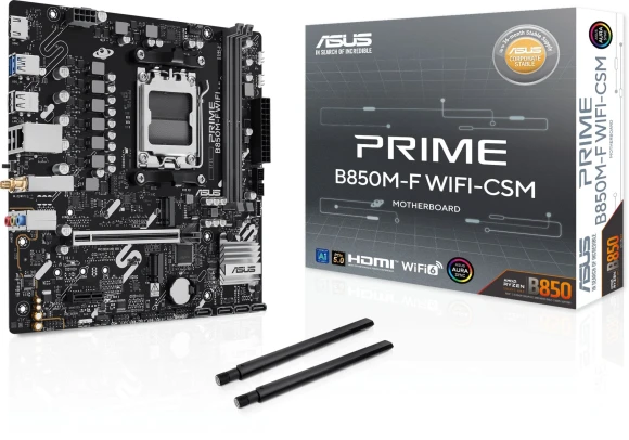 Материнская плата Asus PRIME B850M-F WIFI Socket AM5 AMD B850 2xDDR5 mATX AC`97 8ch(7.1) GbLAN RAID+VGA+HDMI