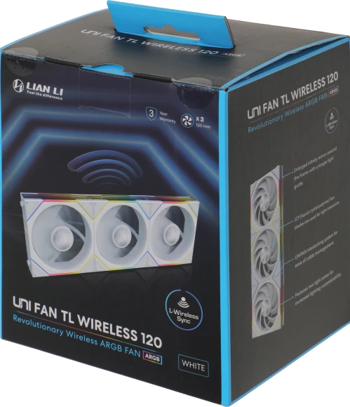 Вентилятор для корпуса Lian-Li Uni Fan TL Wireless 120 ARGB 120х120x28 белый 4-pin 33дБ (упак.:3шт) (G99.12TL1W3W.R0) Ret