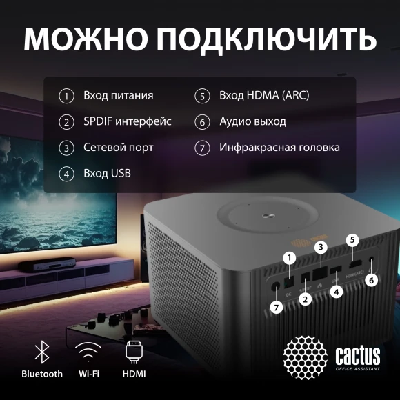 Проектор Cactus CS-M1.SG DLP 9600Lm LS 600Lm ANSI (1920x1080) 200000:1 ресурс лампы:20000часов 1xUSB typeA 1xHDMI 1.9кг