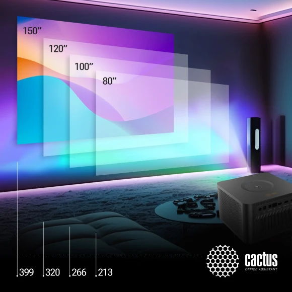Проектор Cactus CS-M1.SG DLP 9600Lm LS 600Lm ANSI (1920x1080) 200000:1 ресурс лампы:20000часов 1xUSB typeA 1xHDMI 1.9кг
