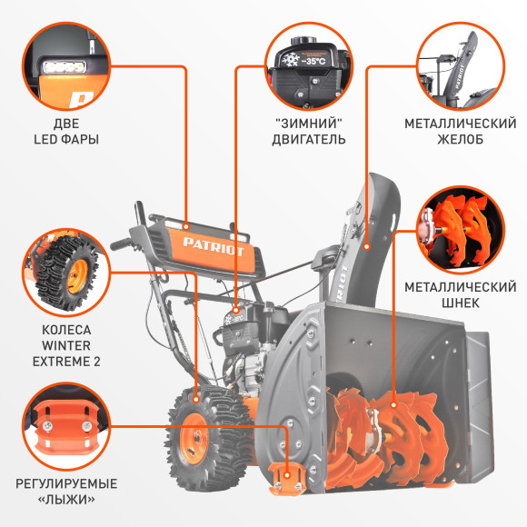 Снегоуборщик бензин. Patriot СИБИРЬ 62 7л.с.