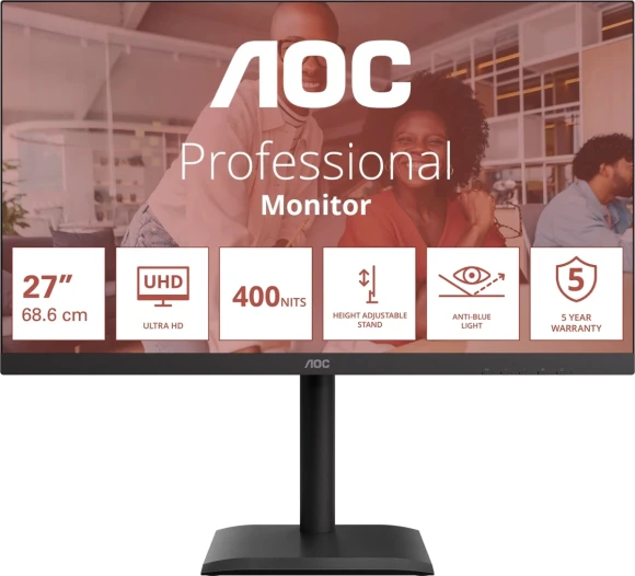Монитор AOC 27" Q27G4SRU черный IPS LED 16:9 HDMI M/M матовая HAS Piv 1000:1 450cd 178гр/178гр 2560x1440 300Hz G-Sync DP 2K 6.11кг