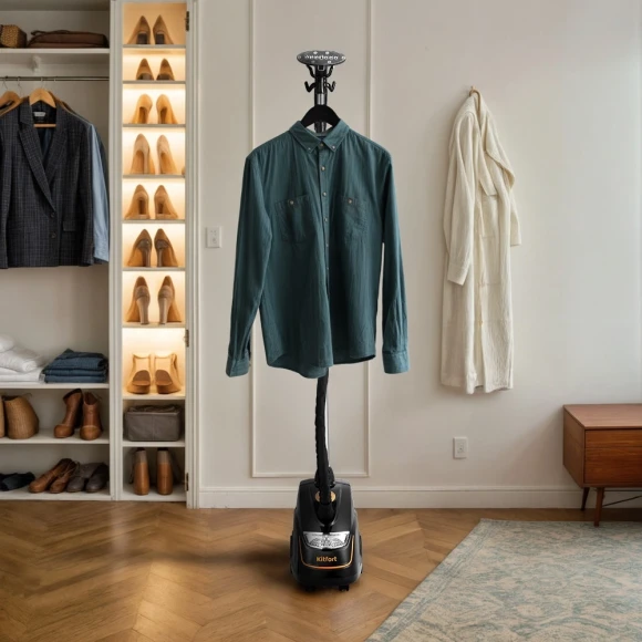 Отпариватель напольный Kitfort КТ-9240 2000Вт черный/оранжевый Отпариватель напольный Kitfort КТ-9240 2000Вт черный/оранжевый