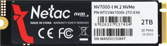 Накопитель SSD Netac PCIe 4.0 x4 2TB NT01NV7000t-2T0-E4X NV7000-t M.2 2280