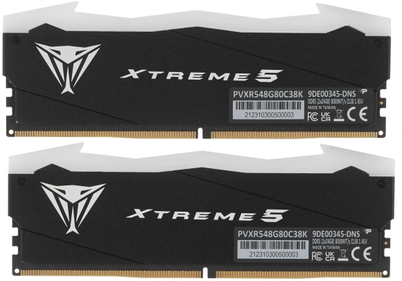 Память DDR5 2x24GB 8000MHz Patriot PVXR548G80C38K Viper Xtreme 5 RGB RTL Gaming PC5-64000 CL38 DIMM 288-pin 1.45В с радиатором Ret Память DDR5 2x24GB 8000MHz Patriot PVXR548G80C38K Viper Xtreme 5 RGB RTL Gaming PC5-64000 CL38 DIMM 288-pin 1.45В с радиатором Ret