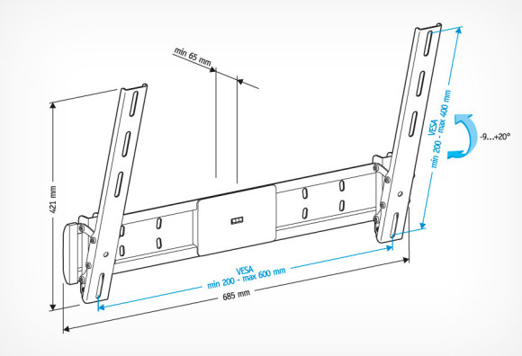Кронштейн для телевизора Holder LCD-T6609-B черный 42"-65" макс.45кг настенный наклон Кронштейн для телевизора Holder LCD-T6609-B черный 42"-65" макс.45кг настенный наклон
