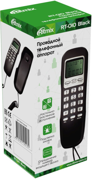 Телефон проводной Ritmix RT-010 черный Телефон проводной Ritmix RT-010 черный