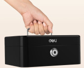 Ящик для денег Deli ET500 90x200x160 черный металл 1.2кг Ящик для денег Deli ET500 90x200x160 черный металл 1.2кг