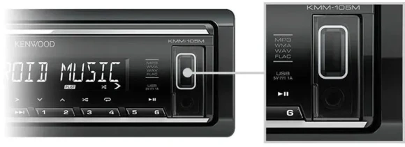 Автомагнитола Kenwood KMM-105M 1DIN 4x50Вт USB 2.0 AUX 3 RDS