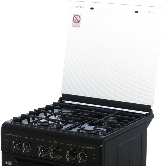 Плита Газовая Gefest ПГ 6100-02 0183 черный (стеклянная крышка) реш.чугун Плита Газовая Gefest ПГ 6100-02 0183 черный (стеклянная крышка) реш.чугун