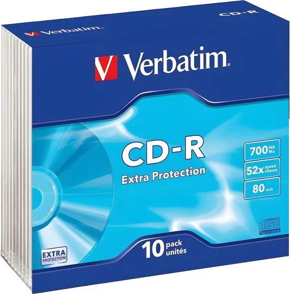 Диск CD-R Verbatim 700Mb 52x Slim case (10шт) (43415)