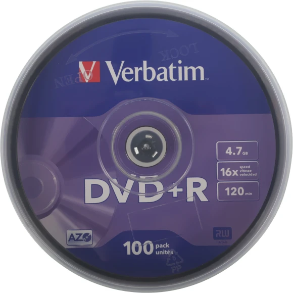 Диск DVD+R Verbatim 4.7Gb 16x Cake Box (100шт) (43551) Диск DVD+R Verbatim 4.7Gb 16x Cake Box (100шт) (43551)