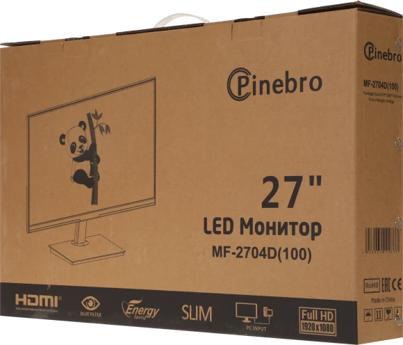 Монитор Pinebro 27" MF-2704D(100) черный IPS LED 4ms 16:9 HDMI M/M матовая 300cd 178гр/178гр 1920x1080 100Hz FreeSync VGA DP FHD 3.70кг