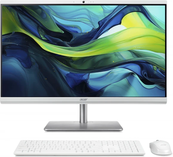 Моноблок Acer Aspire C24-195ES 23.8" Full HD Core Ultra 5 125U (1.3) 16Gb SSD512Gb Graphics CR Windows 11 Pro GbitEth WiFi BT 65W клавиатура мышь Cam серебристый 1920x1080