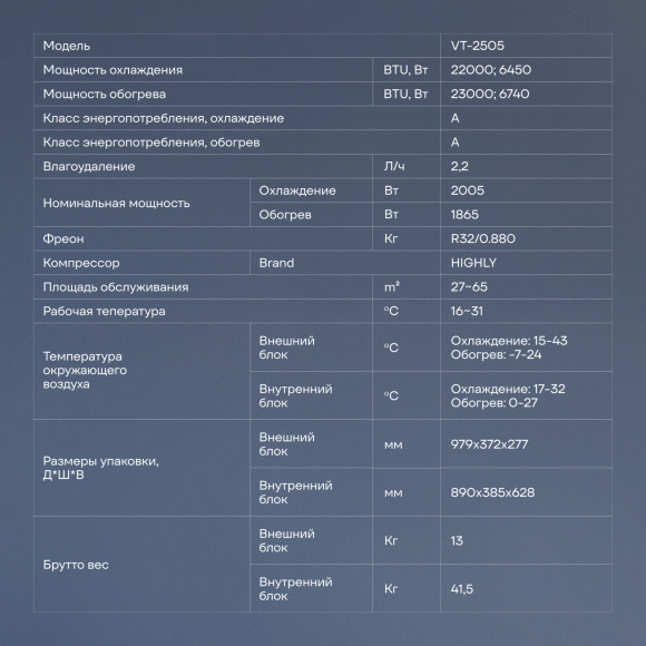 Сплит-система Vitek VT-2505 белый Сплит-система Vitek VT-2505 белый