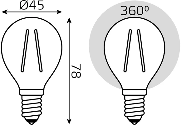 Лампа филам. Gauss Filament 11Вт цок.:E14 шар 220B св.свеч.бел.нейт. (упак.:10шт) (105801211) Лампа филам. Gauss Filament 11Вт цок.:E14 шар 220B св.свеч.бел.нейт. (упак.:10шт) (105801211)
