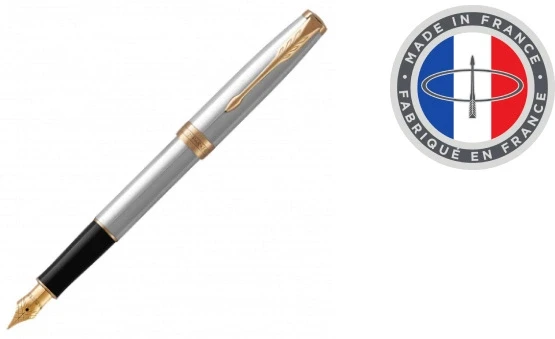 Ручка перьев. Parker Sonnet Core F527 (1931504) Stainless Steel GT F сталь нержавеющая подар.кор.