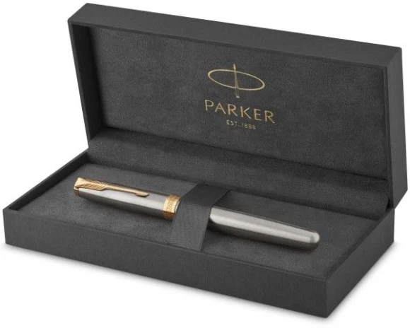 Ручка перьев. Parker Sonnet Core F527 (1931504) Stainless Steel GT F сталь нержавеющая подар.кор.