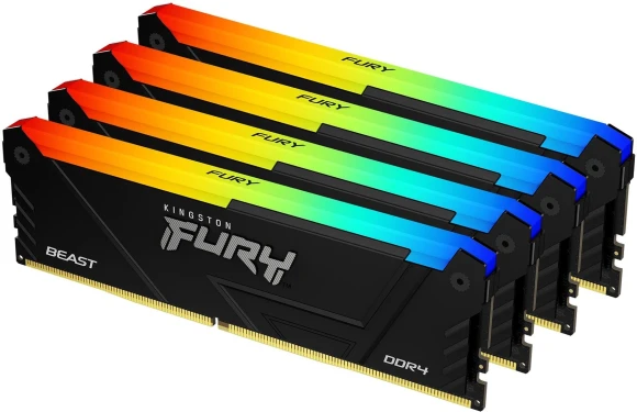Память DDR4 4x8GB 3600MHz Kingston KF436C17BB2AK4/32 Fury Beast RGB RTL Gaming PC4-28800 CL17 DIMM 288-pin 1.35В kit single rank с радиатором Ret Память DDR4 4x8GB 3600MHz Kingston KF436C17BB2AK4/32 Fury Beast RGB RTL Gaming PC4-28800 CL17 DIMM 288-pin 1.35В kit single rank с радиатором Ret