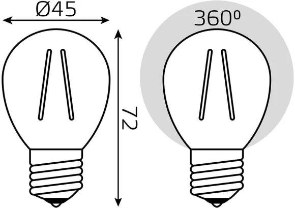 Лампа светодиодная Gauss Filament 7Вт цок.:E27 шар 220B св.свеч.бел.нейт. P45 (упак.:1шт) (105802207)