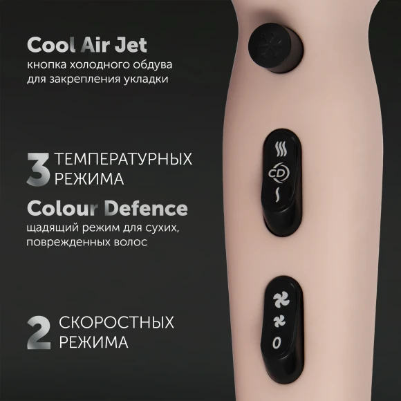 Фен Polaris PHD 2600ACi 2600Вт розовый/черный