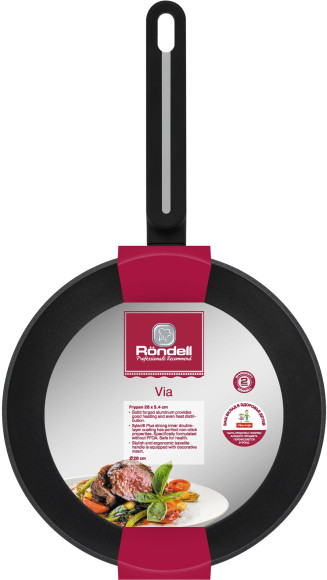 Сковорода Rondell Via RDA-1851 круглая 28см покрытие: Xylan Plus ручка несъемная (без крышки) черный