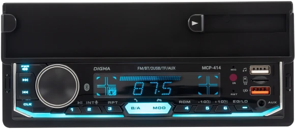 Автомагнитола Digma MCP-414 1DIN 4x45Вт v5.0 USB 2.0 AUX 4 ПДУ