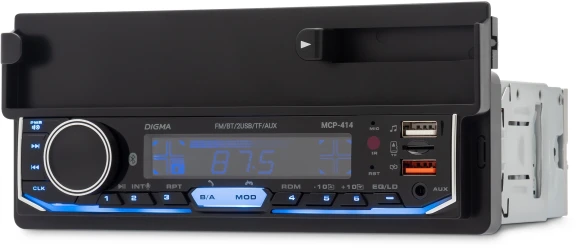 Автомагнитола Digma MCP-414 1DIN 4x45Вт v5.0 USB 2.0 AUX 4 ПДУ