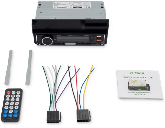 Автомагнитола Digma MCP-414 1DIN 4x45Вт v5.0 USB 2.0 AUX 4 ПДУ