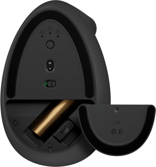 Мышь Logitech Lift графитовый оптическая 4000dpi silent беспров. BT/Radio USB для ноутбука 5but (910-006479)