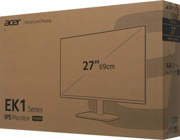 Монитор Acer 27" EK271UEbmiipx черный IPS LED 5ms 16:9 HDMI M/M матовая 1000:1 250cd 178гр/178гр 2560x1440 100Hz FreeSync DP Quad 2K (1440p) 3.5кг