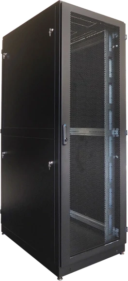 Шкаф серверный ЦМО (ШТК-М-42.8.10-48АА-9005) напольный 42U 800x1050мм пер.дв.перфор. 2 бок.пан. задн.дв.двуст. направл.под закл.гайки 1200кг черный 850мм 151кг 180град. 2048мм IP20 сталь