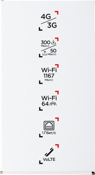 Интернет-центр TCL Linkhub HH63 (HH63V1-2BLCRU1-1) AC1200 100/1000/10000BASE-T/3G/4G/4G+ cat.6 белый