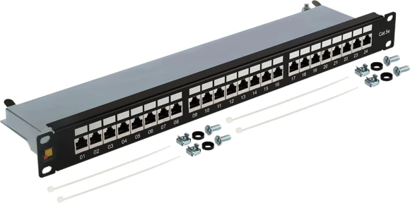 Патч-панель Lanmaster LAN-PPL24S5E 19" 1U 24xRJ45 кат.5E FTP
