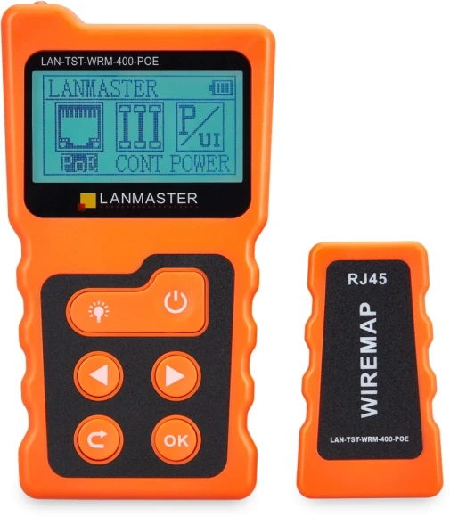 Тестер кабельный Lanmaster LAN-TST-WRM-400-POE оранжевый/черный