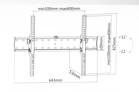 Кронштейн для телевизора Ultramounts UM839T черный 37"-70" макс.40кг настенный наклон