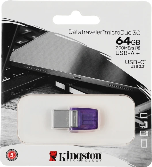 Флеш Диск Kingston 64Gb DataTraveler microDuo 3C DTDUO3CG3/64GB USB3.0 фиолетовый Флеш Диск Kingston 64Gb DataTraveler microDuo 3C DTDUO3CG3/64GB USB3.0 фиолетовый