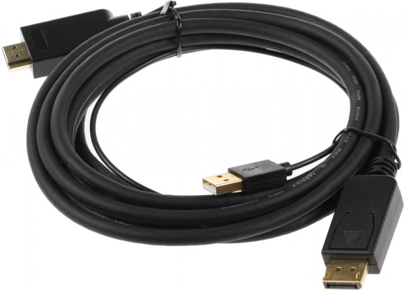 Кабель аудио-видео Buro HDMI (m)/DisplayPort (m) 3м. позолоч.конт. черный (HDMI-DP-3M) Кабель аудио-видео Buro HDMI (m)/DisplayPort (m) 3м. позолоч.конт. черный (HDMI-DP-3M)