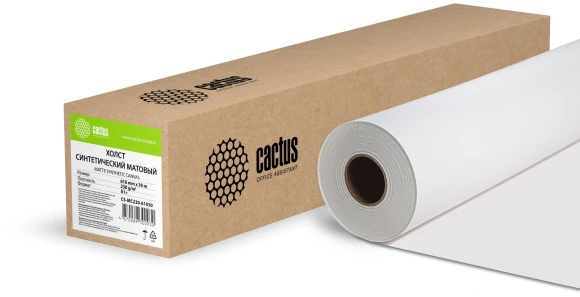 Холст Cactus CS-MC230-61030 24"(A1) 610мм-30м/230г/м2/белый матовое синтетика для струйной печати втулка:50.8мм (2")