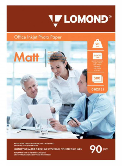 Фотобумага Lomond 0102131 A4/90г/м2/500л./белый матовое для струйной печати Фотобумага Lomond 0102131 A4/90г/м2/500л./белый матовое для струйной печати